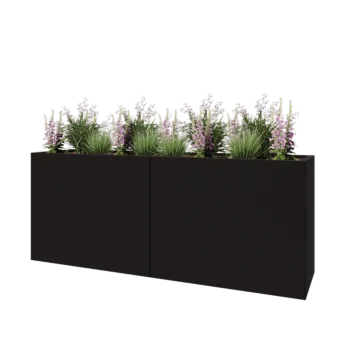 Stål plantekasse XXL - Rektangel - 200 x 50 x 80 cm - RAL9005 mat (sort) - Uden bundplade