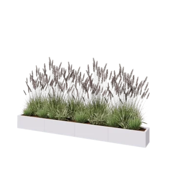 Stål plantekasse XXL - Rektangel - 320 x 30 x 30 cm - RAL9010 mat (hvid) - Med bundplade