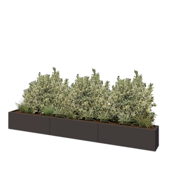 Stål plantekasse XXL - Rektangel - 360 x 30 x 40 cm - RAL7016 mat (antracitgrå) - Med bundplade