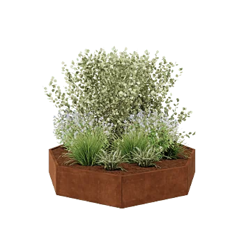 Cortenstål plantekasse - Ottekant - 241,4 x 241,4 x 40 cm - Uden bundplade