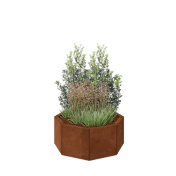 Cortenstål plantekasse - Ottekant - 72,4 x 72,4 x 30 cm - Uden bundplade