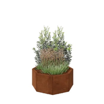 Cortenstål plantekasse - Ottekant - 72,4 x 72,4 x 30 cm - Med bundplade - Med ben