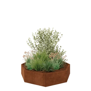 Cortenstål plantekasse - Ottekant - 144,9 x 144,9 x 30 cm - Uden bundplade