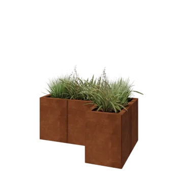 Cortenstål plantekasse - L-formet - 90 x 60 x 40 cm - Med bundplade