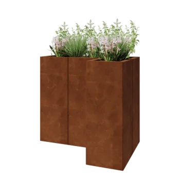 Cortenstål plantekasse - L-formet - 90 x 60 x 80 cm - Uden bundplade