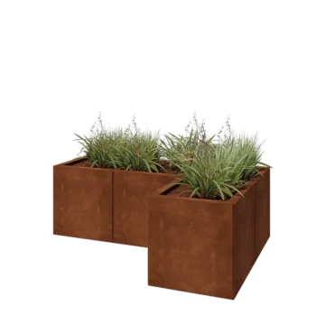 Cortenstål plantekasse - L-formet - 120 x 80 x 40 cm - Uden bundplade