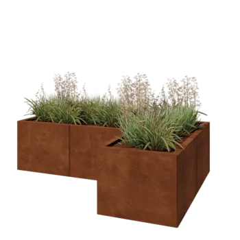 Cortenstål plantekasse - L-formet - 150 x 100 x 40 cm - Uden bundplade