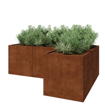 Cortenstål plantekasse - L-formet - 240 x 160 x 80 cm - Uden bundplade