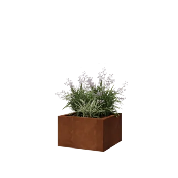 Cortenstål plantekasse - Firkant - 50 x 50 x 30 cm - Med bundplade