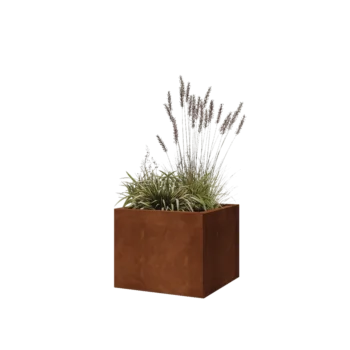 Cortenstål plantekasse - Firkant - 50 x 50 x 40 cm - Med bundplade