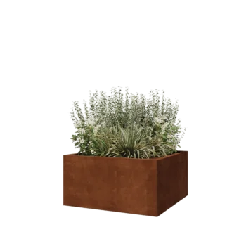 Cortenstål plantekasse - Firkant - 80 x 80 x 40 cm - Med bundplade