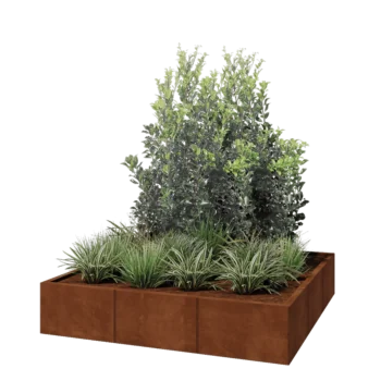 Cortenstål plantekasse XXL - Firkant - 150 x 150 x 30 cm - Uden bundplade