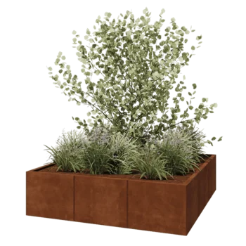 Cortenstål plantekasse XXL - Firkant - 150 x 150 x 40 cm - Uden bundplade