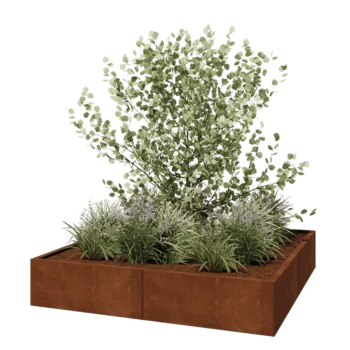 Cortenstål plantekasse XXL - Firkant - 160 x 160 x 30 cm - Uden bundplade