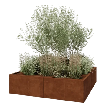 Cortenstål plantekasse XXL - Firkant - 160 x 160 x 40 cm - Uden bundplade