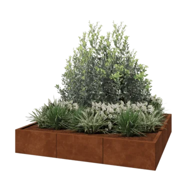 Cortenstål plantekasse XXL - Firkant - 180 x 180 x 30 cm - Uden bundplade