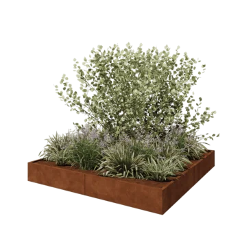 Cortenstål plantekasse XXL - Firkant - 240 x 240 x 30 cm - Uden bundplade