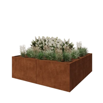 Cortenstål plantekasse XXL - Firkant - 240 x 240 x 80 cm - Uden bundplade