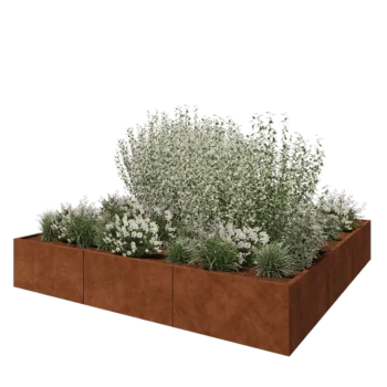 Cortenstål plantekasse XXL - Firkant - 300 x 300 x 50 cm - Uden bundplade