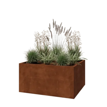Cortenstål plantekasse - Rektangel - 120 x 100 x 60 cm - Med bundplade