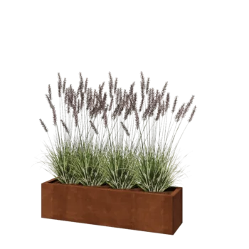 Cortenstål plantekasse - Rektangel - 120 x 30 x 30 cm - Med bundplade