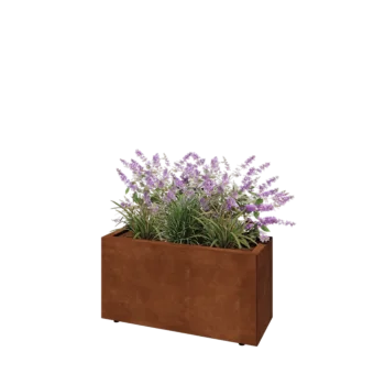 Cortenstål plantekasse - Rektangel - 80 x 30 x 40 cm - Med bundplade - Med ben