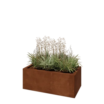 Cortenstål plantekasse - Rektangel - 80 x 40 x 30 cm - Med bundplade