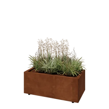 Cortenstål plantekasse - Rektangel - 80 x 40 x 30 cm - Med bundplade - Med ben