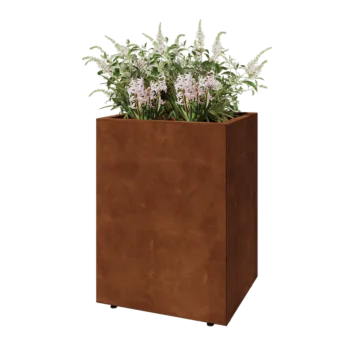 Cortenstål plantekasse - Rektangel - 60 x 50 x 80 cm - Med bundplade - Med ben