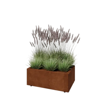 Cortenstål plantekasse - Rektangel - 80 x 50 x 30 cm - Med bundplade - Med ben