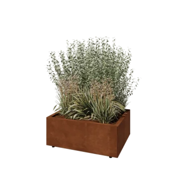 Cortenstål plantekasse - Rektangel - 80 x 60 x 30 cm - Med bundplade - Med ben