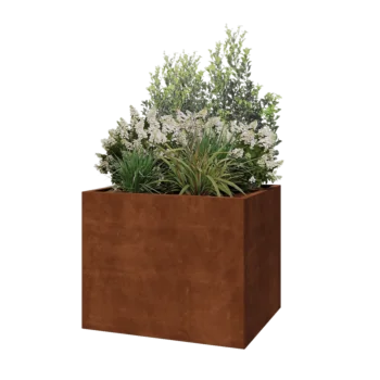 Cortenstål plantekasse - Rektangel - 100 x 80 x 80 cm - Med bundplade