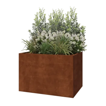 Cortenstål plantekasse - Rektangel - 120 x 80 x 80 cm - Med bundplade