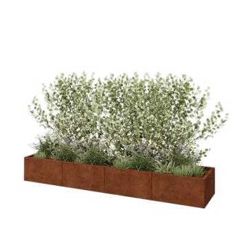 Cortenstål plantekasse XXL - Rektangel - 320 x 60 x 40 cm - Med bundplade