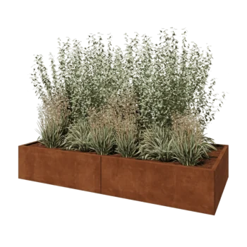 Cortenstål plantekasse XXL - Rektangel - 240 x 100 x 40 cm - Med bundplade