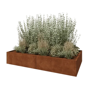 Cortenstål plantekasse XXL - Rektangel - 240 x 120 x 40 cm - Uden bundplade