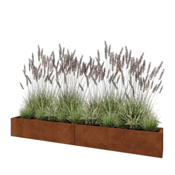 Cortenstål plantekasse XXL - Rektangel - 240 x 30 x 30 cm - Med bundplade