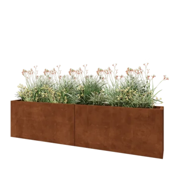 Cortenstål plantekasse XXL - Rektangel - 240 x 30 x 60 cm - Uden bundplade