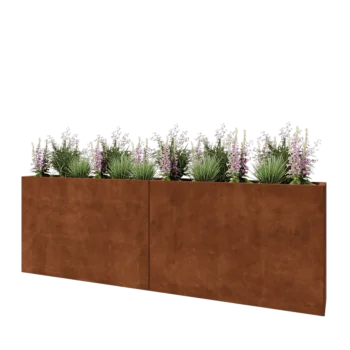 Cortenstål plantekasse XXL - Rektangel - 240 x 30 x 80 cm - Med bundplade