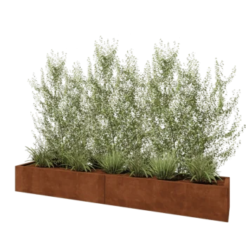 Cortenstål plantekasse XXL - Rektangel - 240 x 40 x 30 cm - Med bundplade