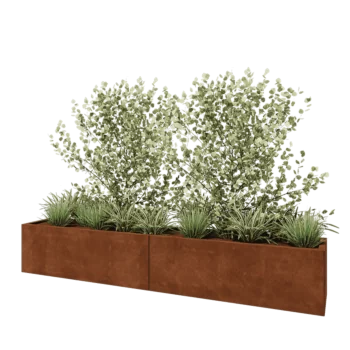 Cortenstål plantekasse XXL - Rektangel - 240 x 40 x 40 cm - Med bundplade