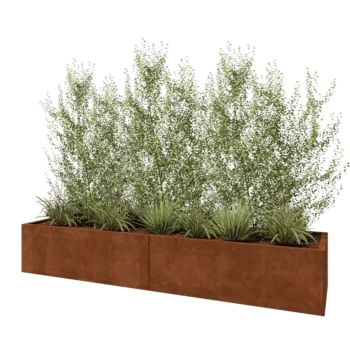 Cortenstål plantekasse XXL - Rektangel - 240 x 60 x 40 cm - Med bundplade