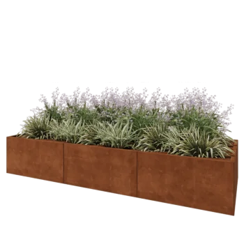 Cortenstål plantekasse XXL - Rektangel - 300 x 100 x 50 cm - Med bundplade