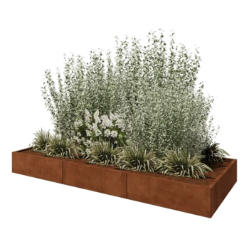 Cortenstål plantekasse XXL - Rektangel - 300 x 120 x 30 cm - Med bundplade