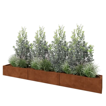 Cortenstål plantekasse XXL - Rektangel - 300 x 30 x 30 cm - Uden bundplade