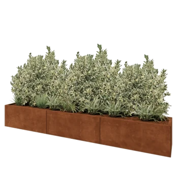 Cortenstål plantekasse XXL - Rektangel - 300 x 40 x 40 cm - Med bundplade