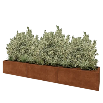 Cortenstål plantekasse XXL - Rektangel - 300 x 50 x 40 cm - Med bundplade