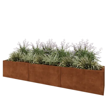 Cortenstål plantekasse XXL - Rektangel - 300 x 50 x 50 cm - Med bundplade