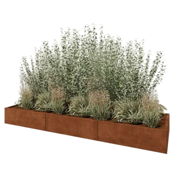 Cortenstål plantekasse XXL - Rektangel - 300 x 80 x 30 cm - Med bundplade
