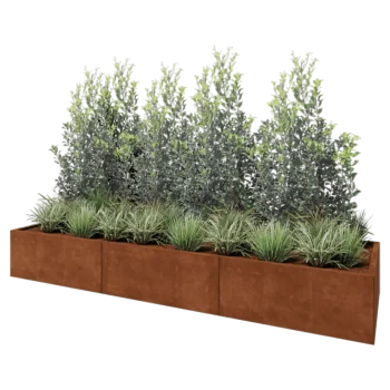 Cortenstål plantekasse XXL - Rektangel - 300 x 80 x 40 cm - Med bundplade
